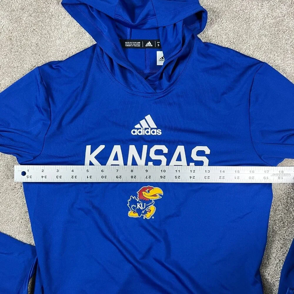 Adidas Mens Small Blue Kansas‎ KU Jayhawks NCAA Aeroready Pullover Hoodie NWT